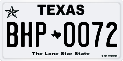 TX license plate BHP0072