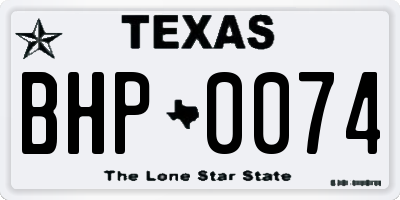 TX license plate BHP0074