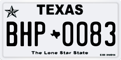 TX license plate BHP0083