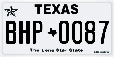 TX license plate BHP0087