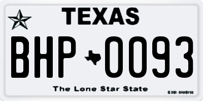 TX license plate BHP0093