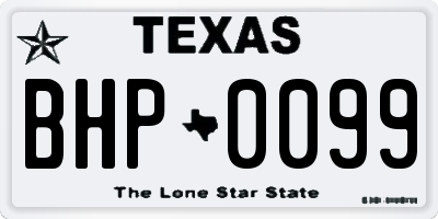 TX license plate BHP0099