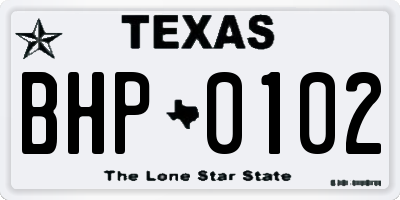 TX license plate BHP0102