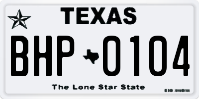 TX license plate BHP0104