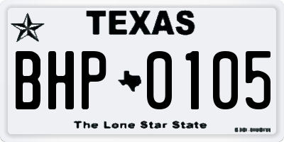 TX license plate BHP0105