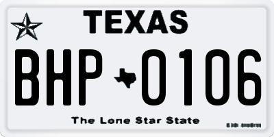 TX license plate BHP0106