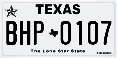 TX license plate BHP0107