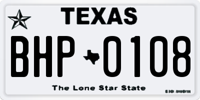 TX license plate BHP0108
