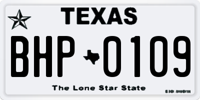 TX license plate BHP0109