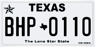 TX license plate BHP0110