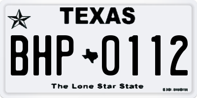 TX license plate BHP0112