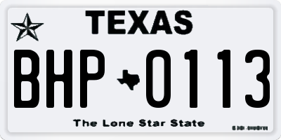 TX license plate BHP0113