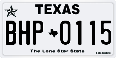 TX license plate BHP0115
