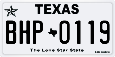 TX license plate BHP0119