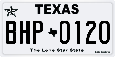 TX license plate BHP0120