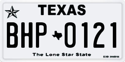 TX license plate BHP0121