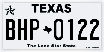 TX license plate BHP0122