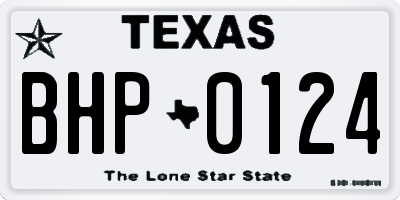 TX license plate BHP0124
