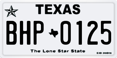 TX license plate BHP0125