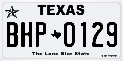 TX license plate BHP0129