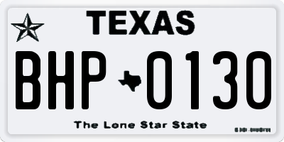 TX license plate BHP0130