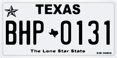 TX license plate BHP0131