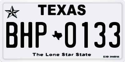 TX license plate BHP0133