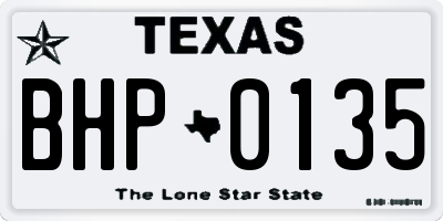 TX license plate BHP0135