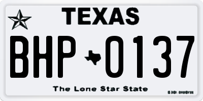 TX license plate BHP0137