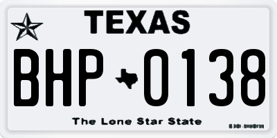 TX license plate BHP0138
