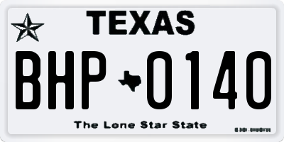 TX license plate BHP0140