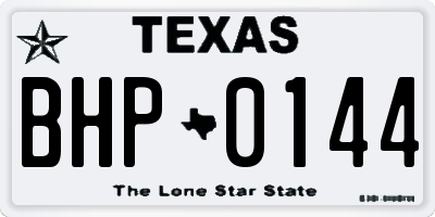 TX license plate BHP0144