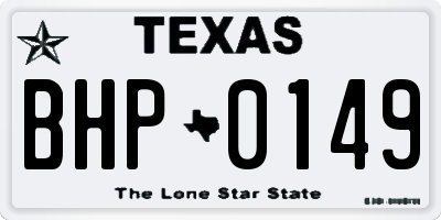 TX license plate BHP0149