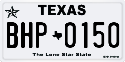 TX license plate BHP0150