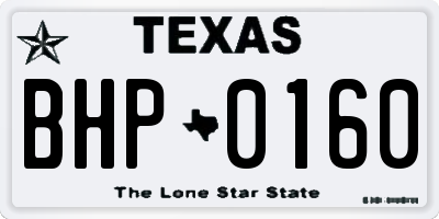 TX license plate BHP0160