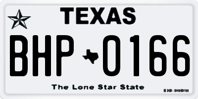 TX license plate BHP0166