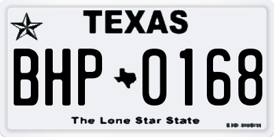 TX license plate BHP0168