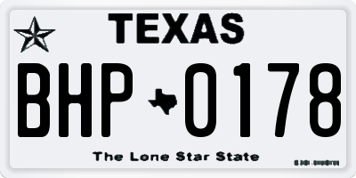 TX license plate BHP0178