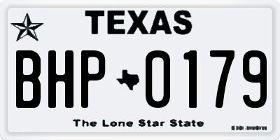 TX license plate BHP0179