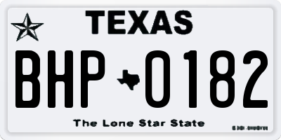 TX license plate BHP0182