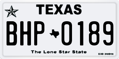 TX license plate BHP0189