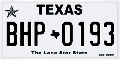 TX license plate BHP0193