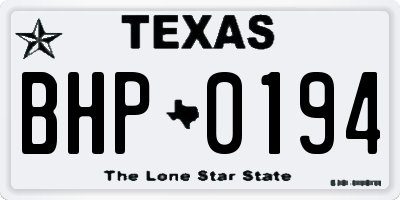 TX license plate BHP0194