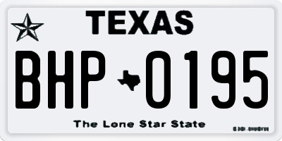 TX license plate BHP0195