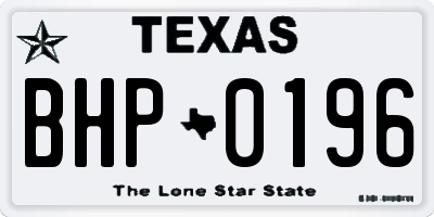 TX license plate BHP0196