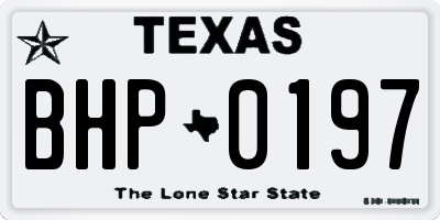 TX license plate BHP0197
