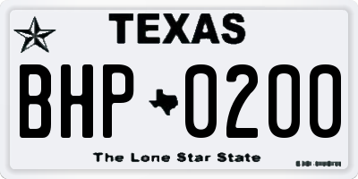 TX license plate BHP0200