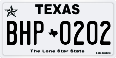 TX license plate BHP0202