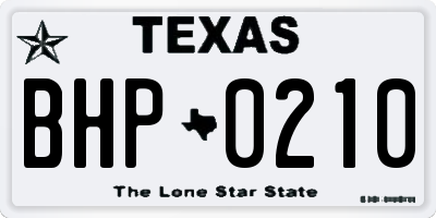 TX license plate BHP0210