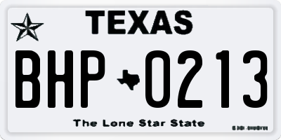 TX license plate BHP0213